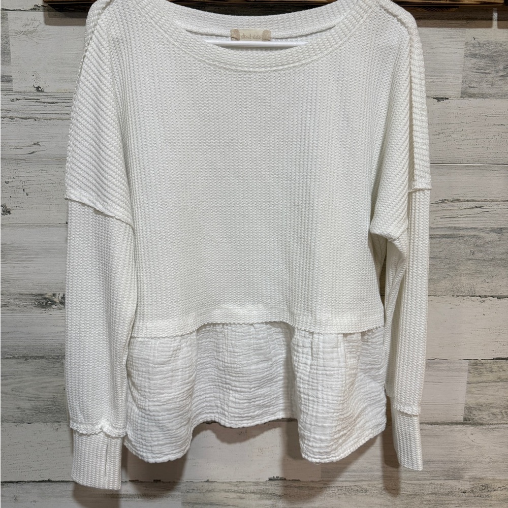 Altar'd State White/Cream Waffle Knit Textured Top
